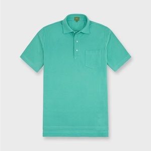 Sid Mashburn Mens Short Sleeve Pique Cotton Pocket Polo Shirt in Clover Green